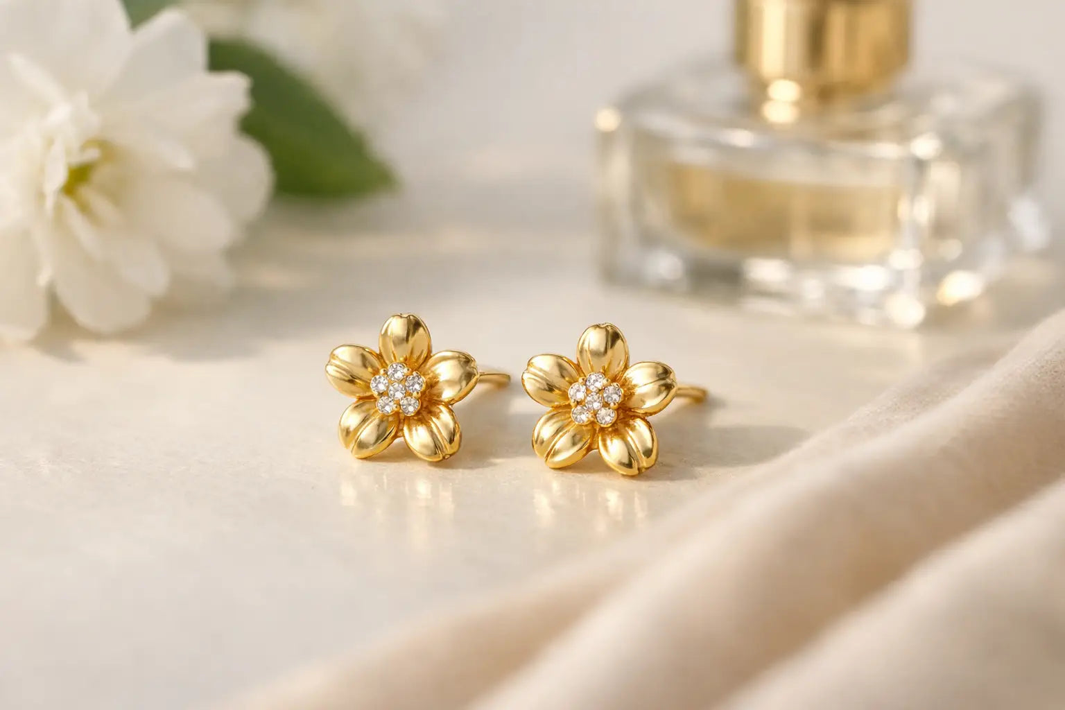 Floral Stud Earrings Gold That Work Every Day