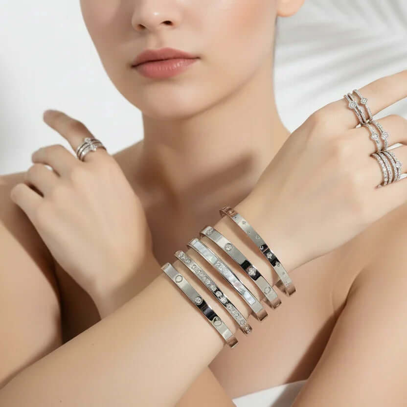 Woman showing off Ceyrah Silver Collection