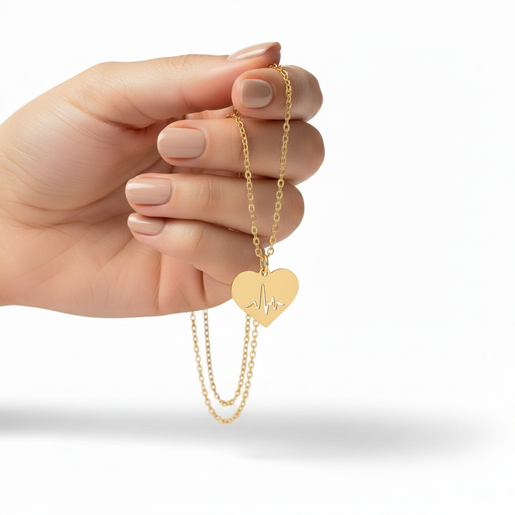 Ceyrah Love Collection - gold jewelry collection with heart earrings and bracelet on red background, Ceyrah