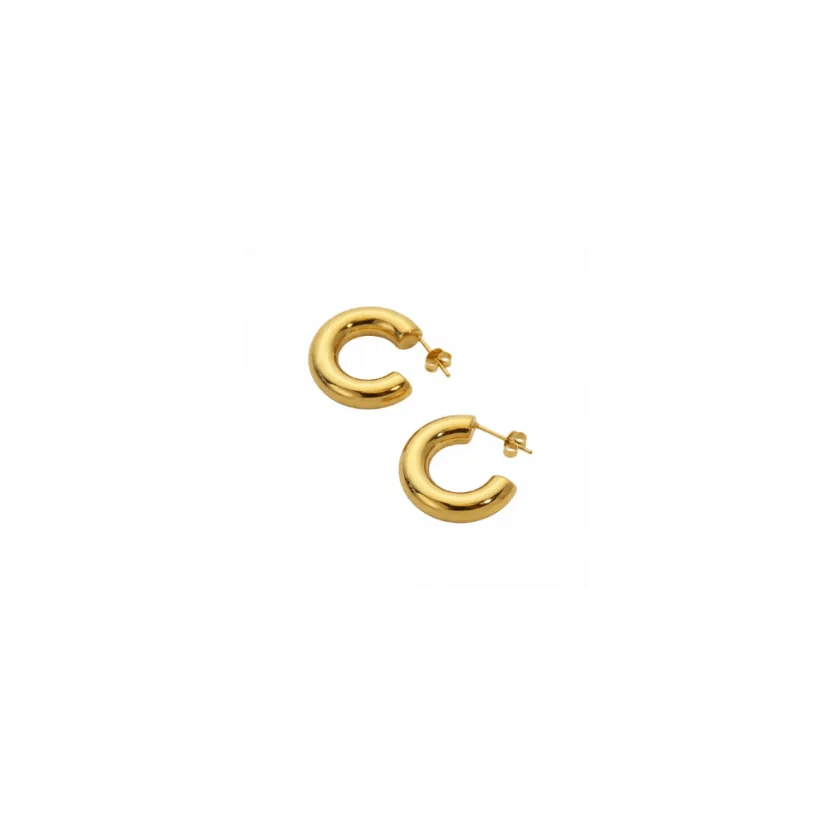 Gold Mini C Hoop Earrings featuring a smooth rounded silhouette and high-shine finish for elegant style.