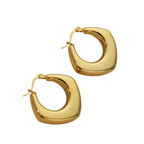Ceyrah gold square hoop earrings on white background