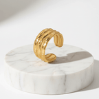 Ceyrah gold open ring with engraved pattern, modern statement jewelry