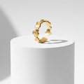 Ceyrah gold heart-shaped adjustable open ring on white background