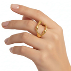 Gold Organic Sculpted Ring worn on a hand with a polished finish and abstract, organic silhouette.