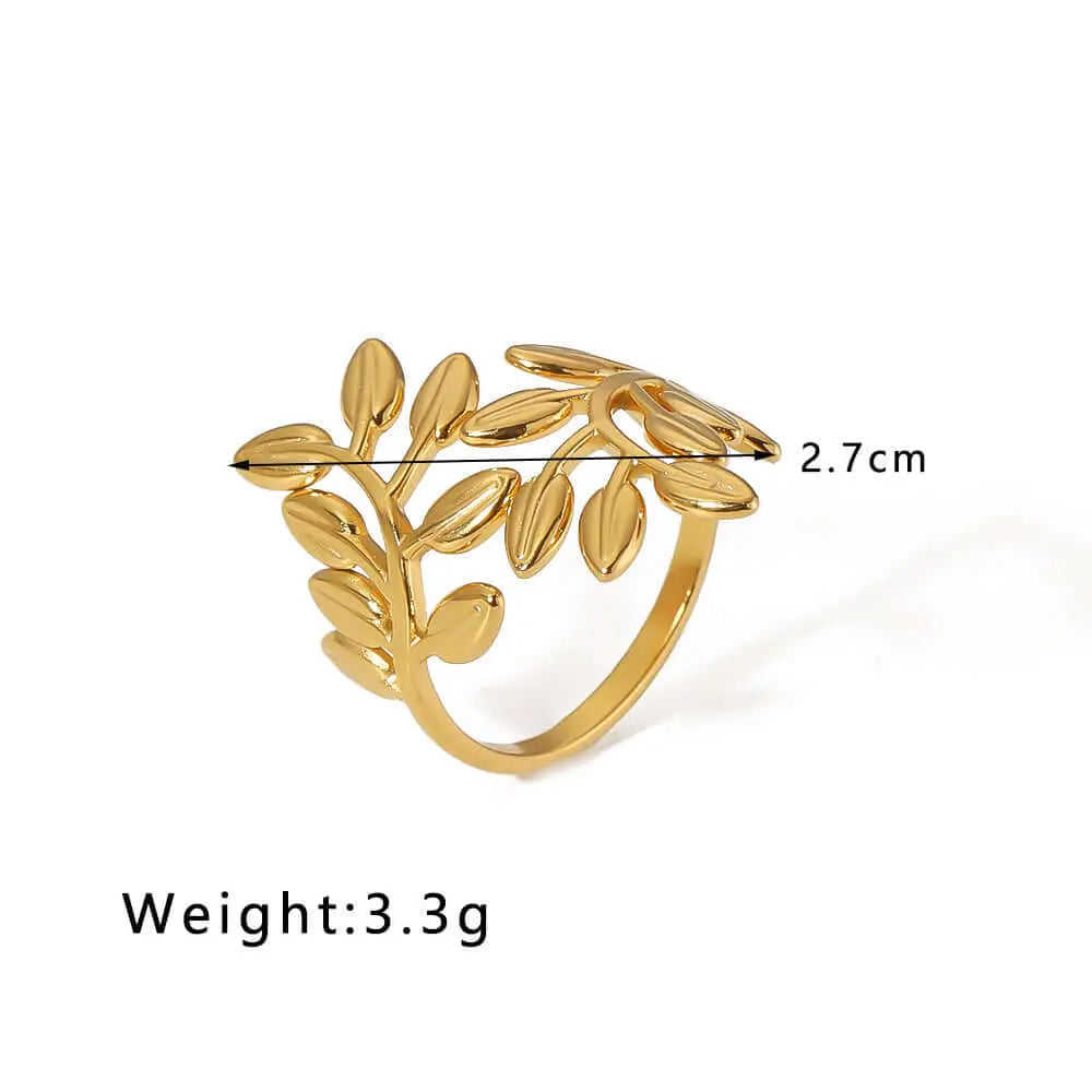 Gold Leaf Branch Adjustable Ring Ceyrah
