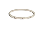 Ceyrah silver bangle bracelet with round diamond accents on white background