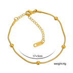 Ceyrah gold-tone adjustable bracelet with round beads, 17+5cm length, 4g weight