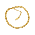 Gold Oval Link Bracelet featuring a detailed chain design with adjustable length and polished finish.