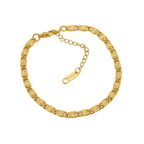 Gold Oval Link Bracelet featuring a detailed chain design with adjustable length and polished finish.