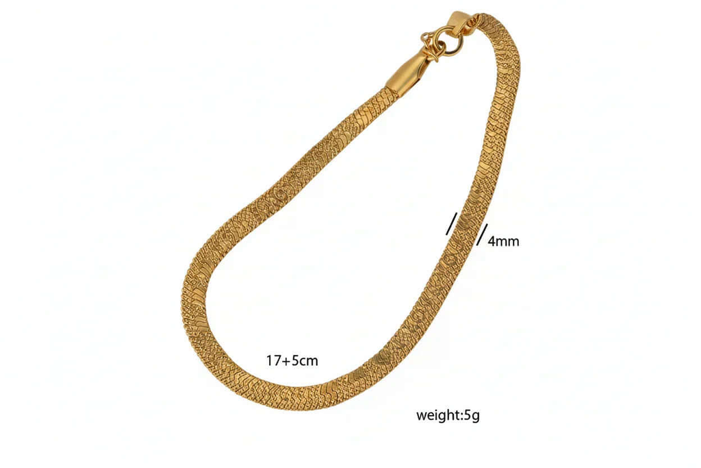 Ceyrah gold textured bracelet, 4mm wide, 17+5cm length, 5g weight, stylish jewelry