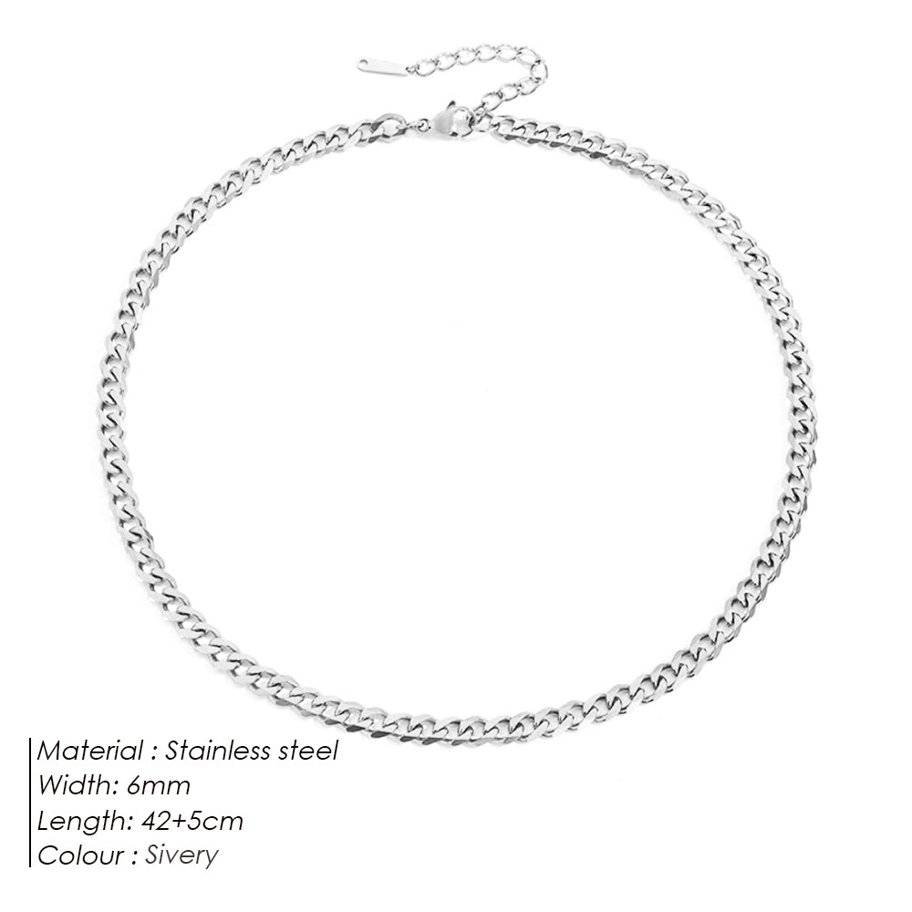 Silver 6mm Curb Chain Necklace