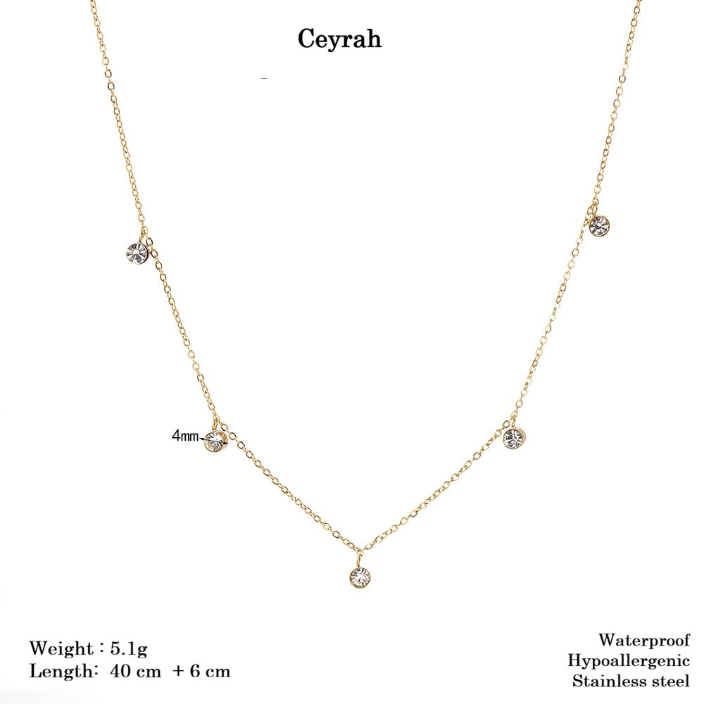Gold Crystal Station Necklace