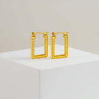 Pair of Modern Gold Rectangular Hoop Earrings