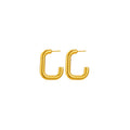 Gold C-Shaped Stud Earrings on a white background