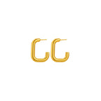 Gold C-Shaped Stud Earrings on a white background