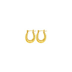 Pair of Twisted U Shaped Gold Hoop Earrings on a white background