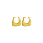 Textured Gold Crescent Hoop Earrings on white background