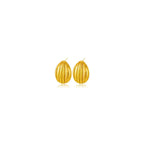 Gold Ribbed Teardrop Stud Earrings - Ceyrah
