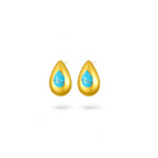 Gold Teardrop Earrings with Blue Stone featuring a stunning blue stone and dainty design.
