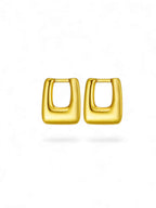 Geometric Triangle Hoop Earrings, gold geometric rectangle stud earrings with sleek sculpted finish and high-shine polish.