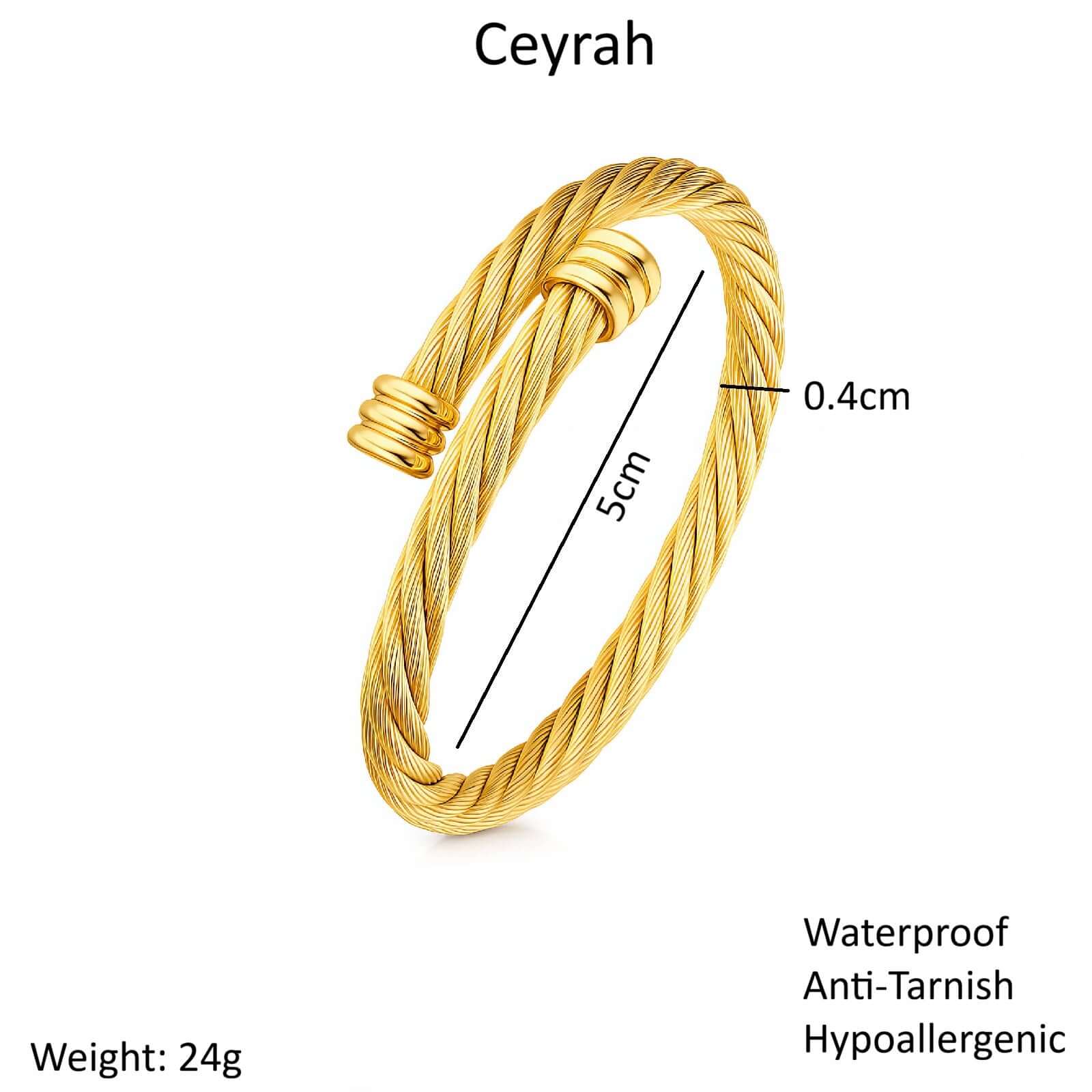 Twisted Cable Cuff Bracelet with measurements