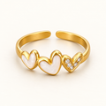 Gold Triple Heart Adjustable Ring