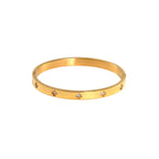 Ceyrah gold Big Clover Crystal Bangle Bracelet on white background