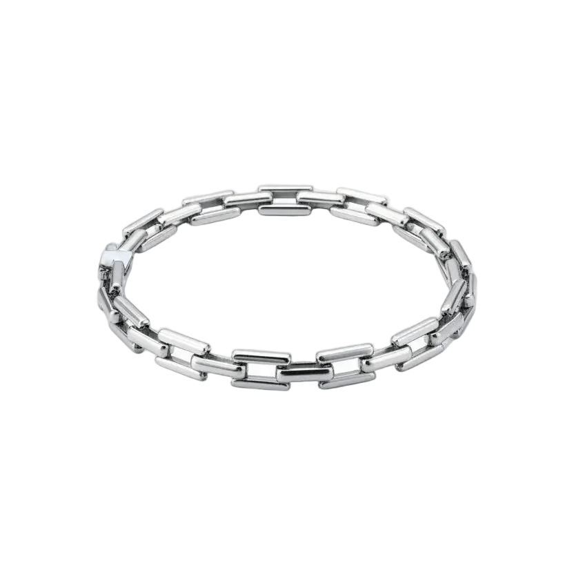 Ceyrah silver Bold Link Chain Bracelet on light background, modern minimalist jewelry