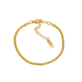 Gold box chain bracelet with adjustable clasp on white background from Ceyrah