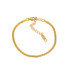 Gold box chain bracelet with adjustable clasp on white background from Ceyrah