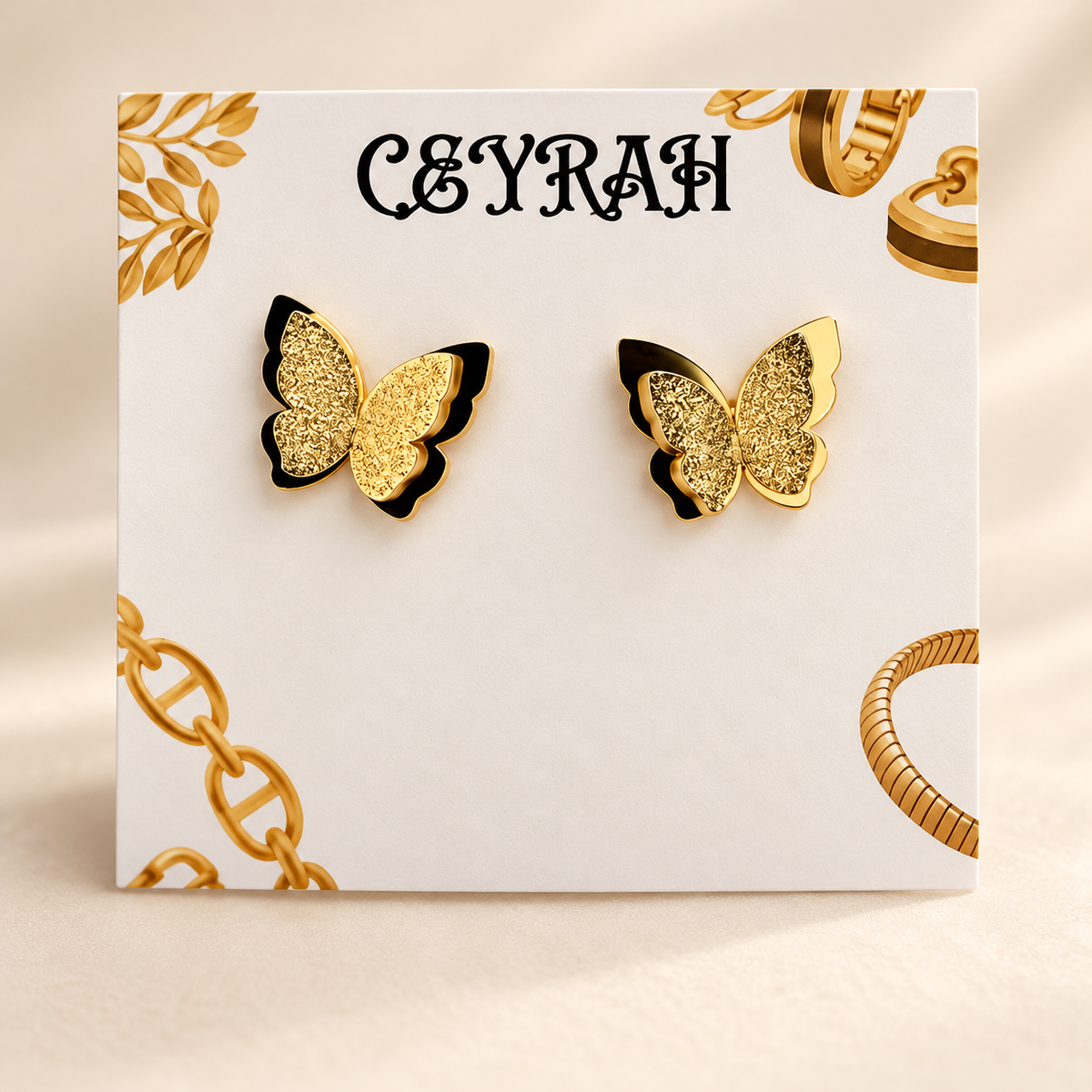 Gold Butterfly Stud Earrings