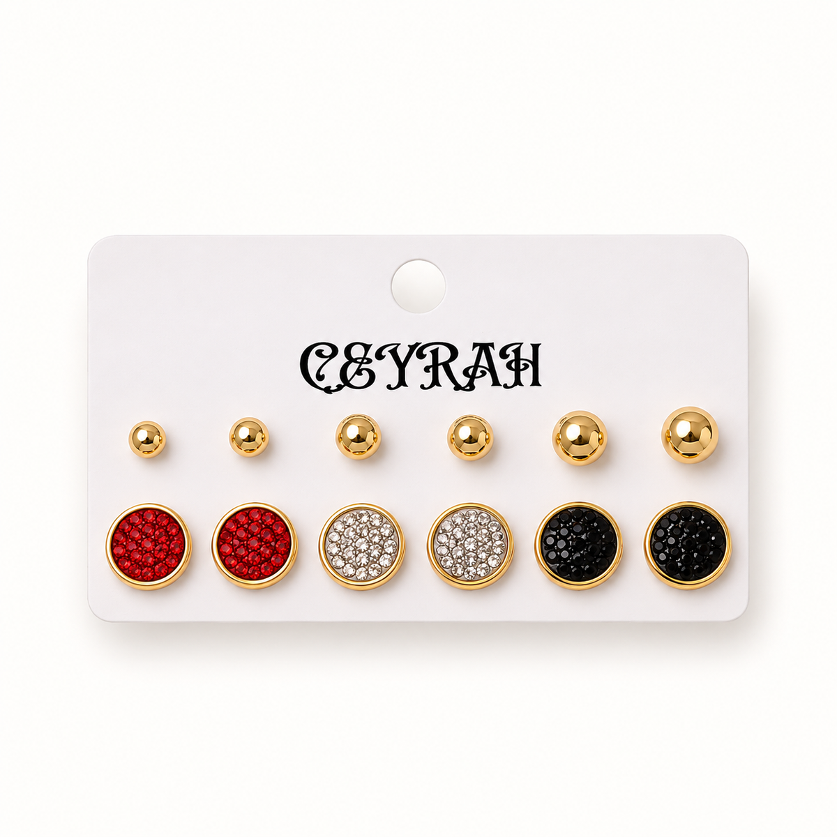 Waterproof Gold Circle Stud Earrings Set