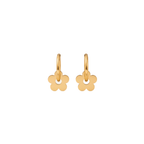Ceyrah gold flower hoop earrings on a light background
