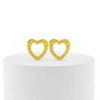 Ceyrah textured gold heart-shaped earrings pair on white background