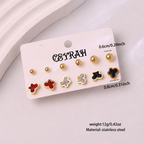Waterproof Gold Butterfly Stud Earrings Set