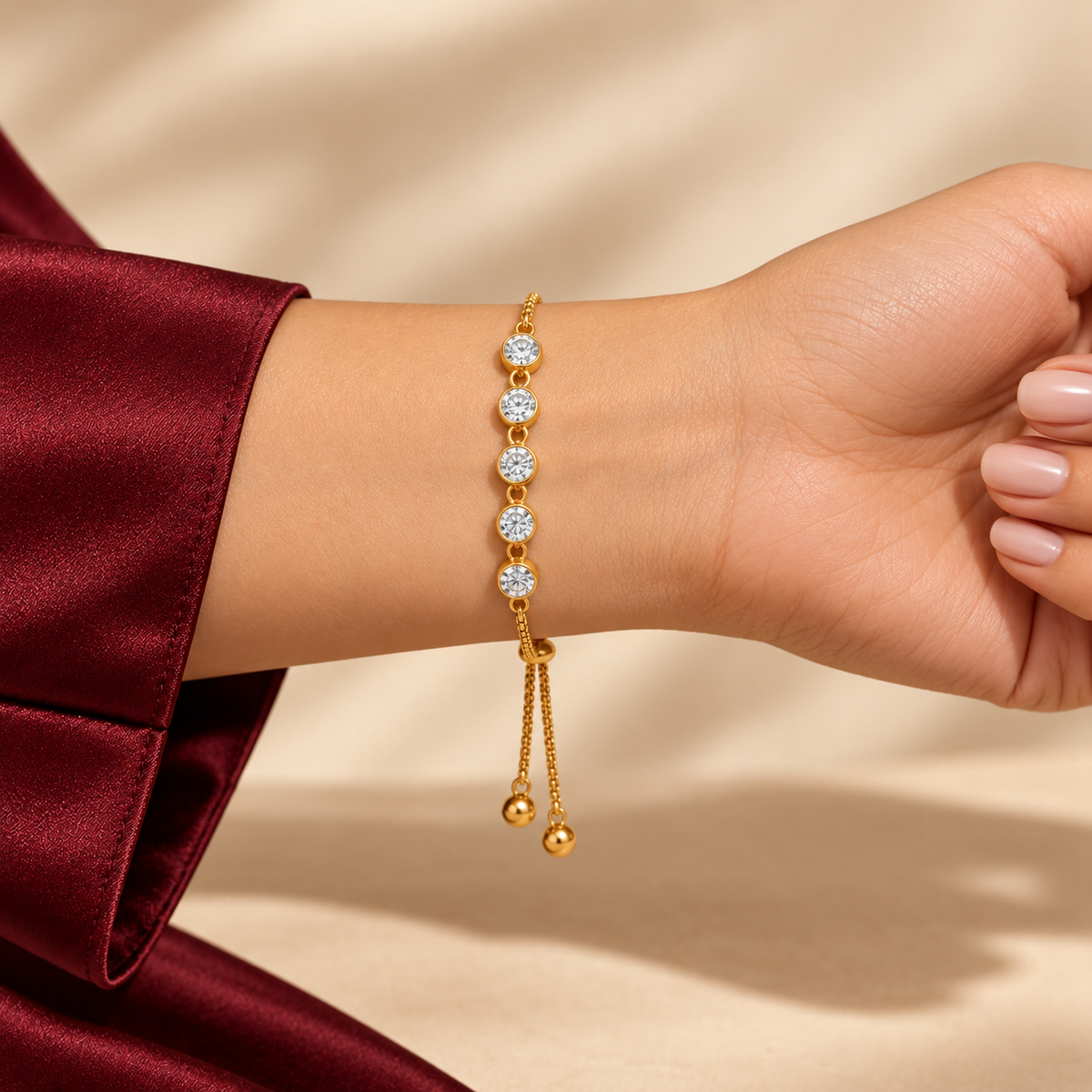Five-Stone Crystal Bolo Bracelet