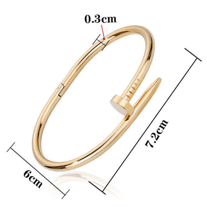 Clover Nail Bangle Bracelet with size details