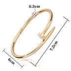 Clover Nail Bangle Bracelet with size details