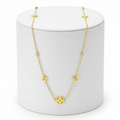 Clover Square Gold Necklace on pedestal