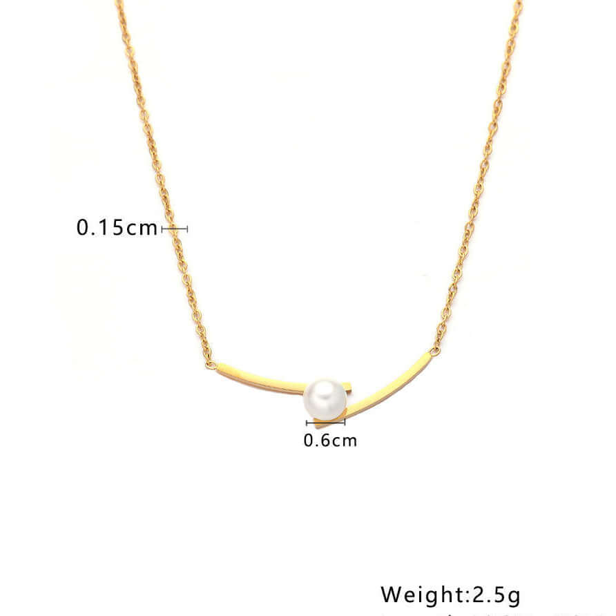 Cross Pearl Gold Necklace with measurements 