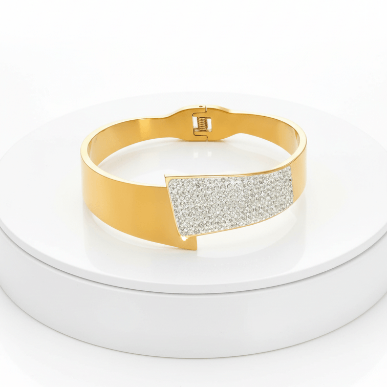Czech Diamond Open Cuff Bracelet on platform 