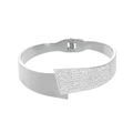 Ceyrah silver Czech Diamond Open Cuff Bracelet on white background