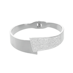 Ceyrah silver Czech Diamond Open Cuff Bracelet on white background