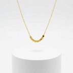 Dainty Square Gold Necklace on photoshoot over white pedestal 