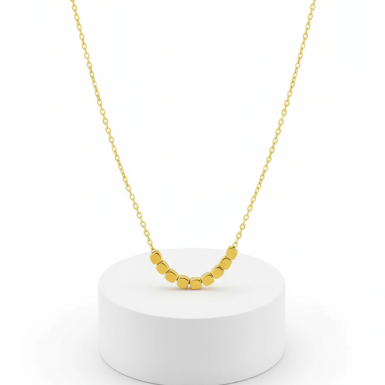 Dainty Square Gold Necklace on white background