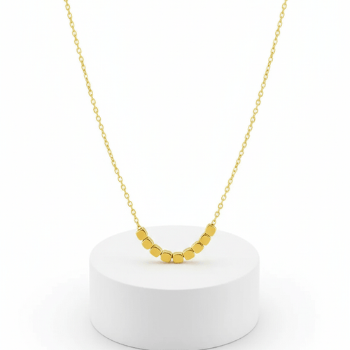 Dainty Square Gold Necklace on white background