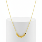 Dainty Square Gold Necklace on white background front of pedestal