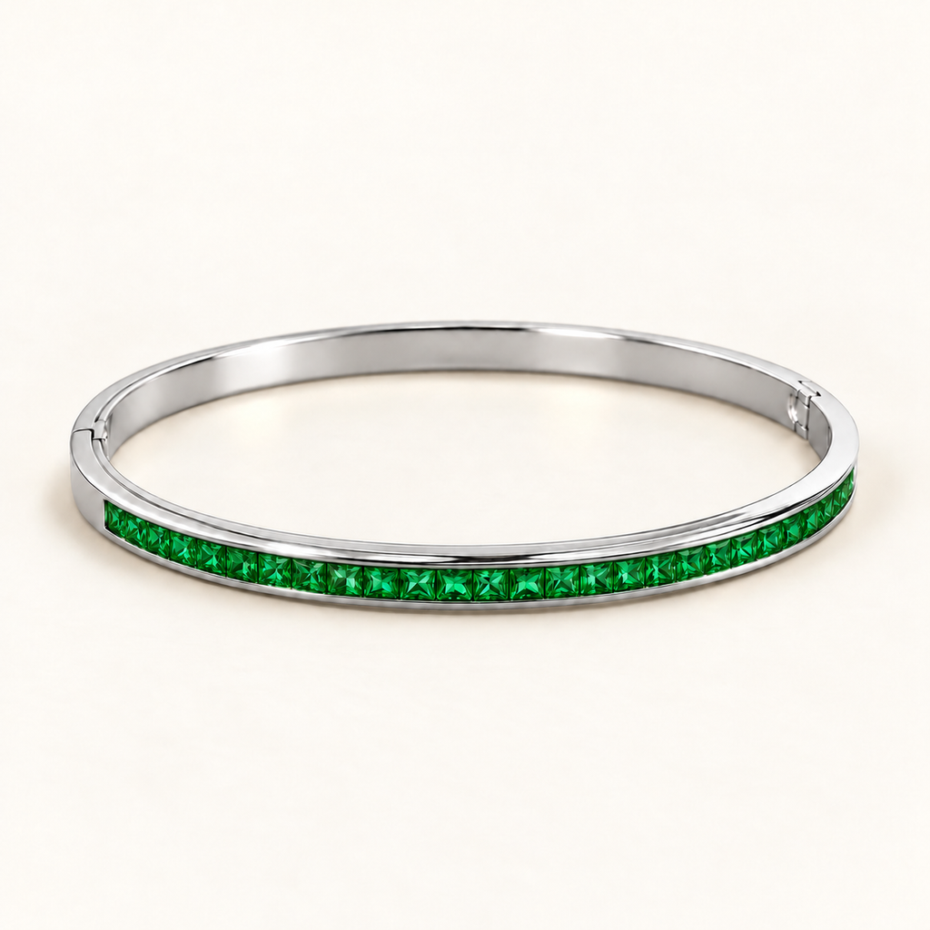 Green Crystal Pavé Bangle Bracelet
