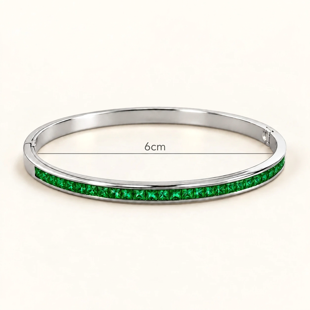 Green Crystal Pavé Bangle Bracelet