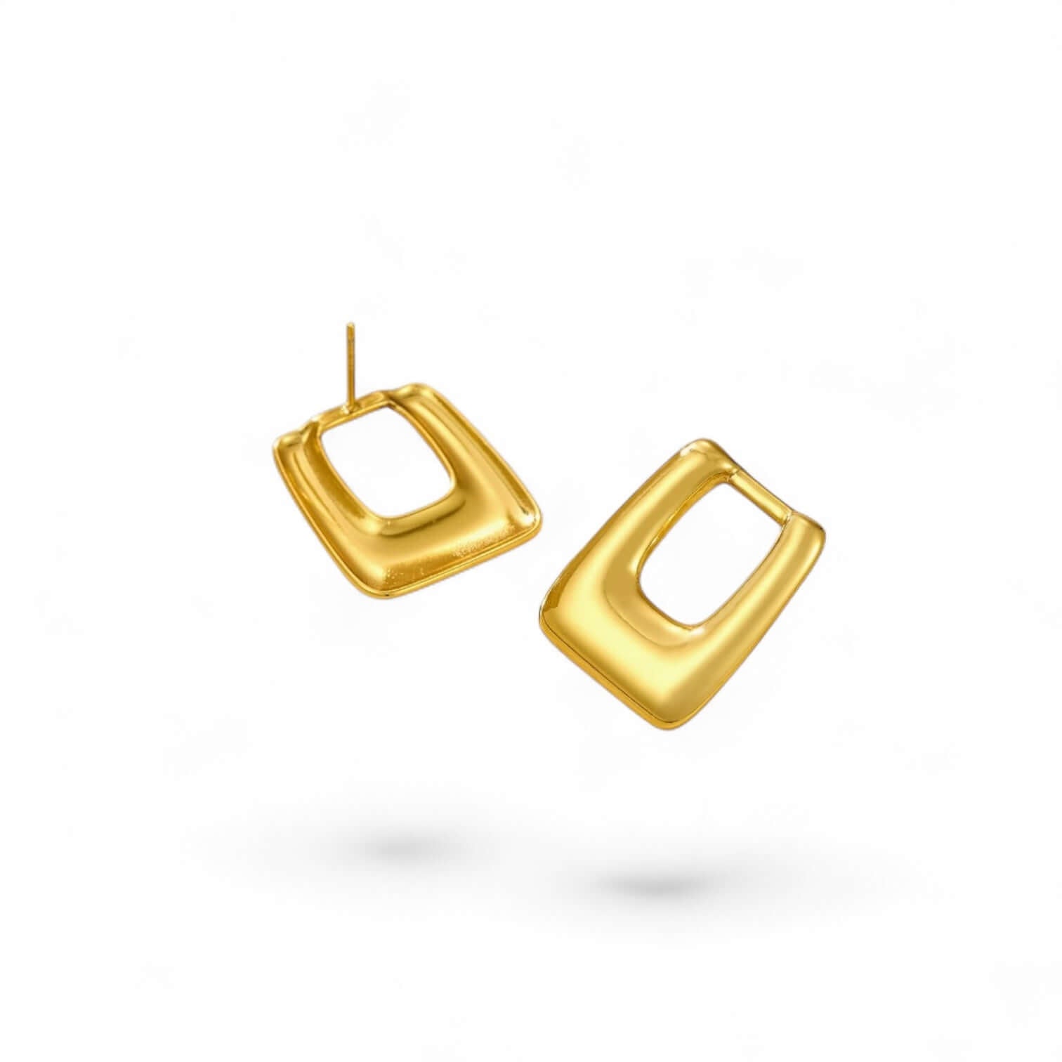 Geometric Rectangle Stud Earrings in gold featuring a sleek sculpted finish and modern minimalist design.